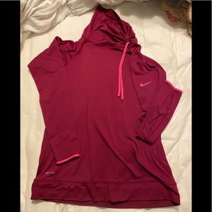 Nike turtleneck warm up top/pullover, sz xl, wine color